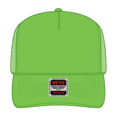 OTTO 39-165 5 Panel High Crown Mesh Back Trucker Cap - N. Green - N. Green / 6 1/2’’ - 7 5/8’’