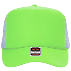 OTTO 39-165 5 Panel High Crown Mesh Back Trucker Cap - N Grn/N Grn/Wht - N Grn/N Grn/Wht / 6 1/2’’ - 7 5/8’’
