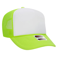 OTTO 39-165 5 Panel High Crown Mesh Back Trucker Cap - N.Grn/Wht/N.Grn - N.Grn/Wht/N.Grn / 6 1/2’’ - 7 5/8’’