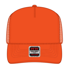 OTTO 39-165 5 Panel High Crown Mesh Back Trucker Cap - N. Orange - N. Orange / 6 1/2’’ - 7 5/8’’