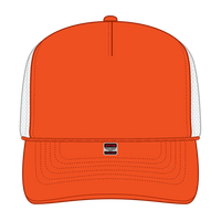 OTTO 39-165 5 Panel High Crown Mesh Back Trucker Cap - N Org/N Org/Wht - N Org/N Org/Wht / 6 1/2’’ - 7 5/8’’