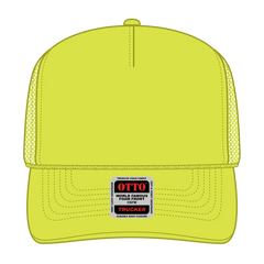 OTTO 39-165 5 Panel High Crown Mesh Back Trucker Cap - N. Yellow - N. Yellow / 6 1/2’’ - 7 5/8’’