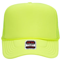 OTTO 39-165 5 Panel High Crown Mesh Back Trucker Cap - N. Yellow - N. Yellow / 6 1/2’’ - 7 5/8’’