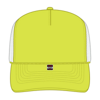 OTTO 39-165 5 Panel High Crown Mesh Back Trucker Cap - N Ylw/N Ylw/Wht - N Ylw/N Ylw/Wht / 6 1/2’’ - 7 5/8’’