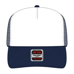 OTTO 39-165 5 Panel High Crown Mesh Back Trucker Cap - Nvy/Wht/Nvy - Nvy/Wht/Nvy / 6 1/2’’ - 7 5/8’’