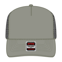 OTTO 39-165 5 Panel High Crown Mesh Back Trucker Cap - Ol.Grn/Ol.Grn/Blk - Ol.Grn/Ol.Grn/Blk / 6 1/2’’ - 7 5/8’’