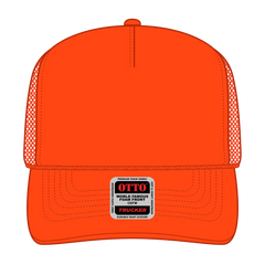OTTO 39-165 5 Panel High Crown Mesh Back Trucker Cap - Orange - Orange / 6 1/2’’ - 7 5/8’’