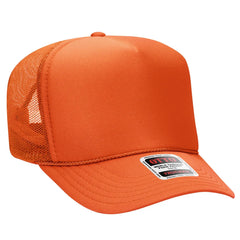OTTO 39-165 5 Panel High Crown Mesh Back Trucker Cap - Orange