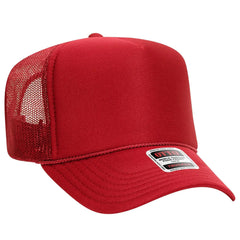 OTTO 39-165 5 Panel High Crown Mesh Back Trucker Cap - Red