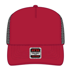 OTTO 39-165 5 Panel High Crown Mesh Back Trucker Cap - Red/Red/Blk - Red/Red/Blk / 6 1/2’’ - 7 5/8’’