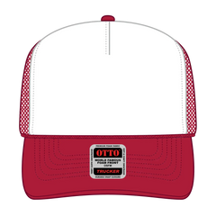 OTTO 39-165 5 Panel High Crown Mesh Back Trucker Cap - Red/Wht/Red - Red/Wht/Red / 6 1/2’’ - 7 5/8’’