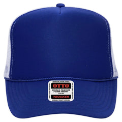 OTTO 39-165 5 Panel High Crown Mesh Back Trucker Cap - Ryl/Ryl/Wht - Ryl/Ryl/Wht / 6 1/2’’ - 7 5/8’’