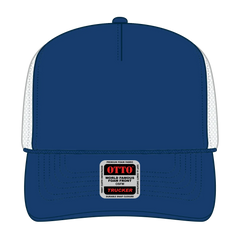 OTTO 39-165 5 Panel High Crown Mesh Back Trucker Cap - Ryl/Ryl/Wht - Ryl/Ryl/Wht / 6 1/2’’ - 7 5/8’’
