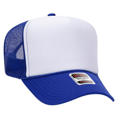 OTTO 39-165 5 Panel High Crown Mesh Back Trucker Cap - Ryl/Wht/Ryl
