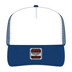 OTTO 39-165 5 Panel High Crown Mesh Back Trucker Cap - Ryl/Wht/Ryl - Ryl/Wht/Ryl / 6 1/2’’ - 7 5/8’’