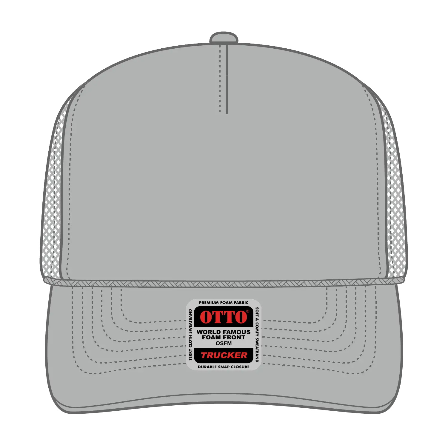 OTTO 39-165 5 Panel High Crown Mesh Back Trucker Cap - Silver Gray - Silver Gray / 6 1/2’’ - 7 5/8’’