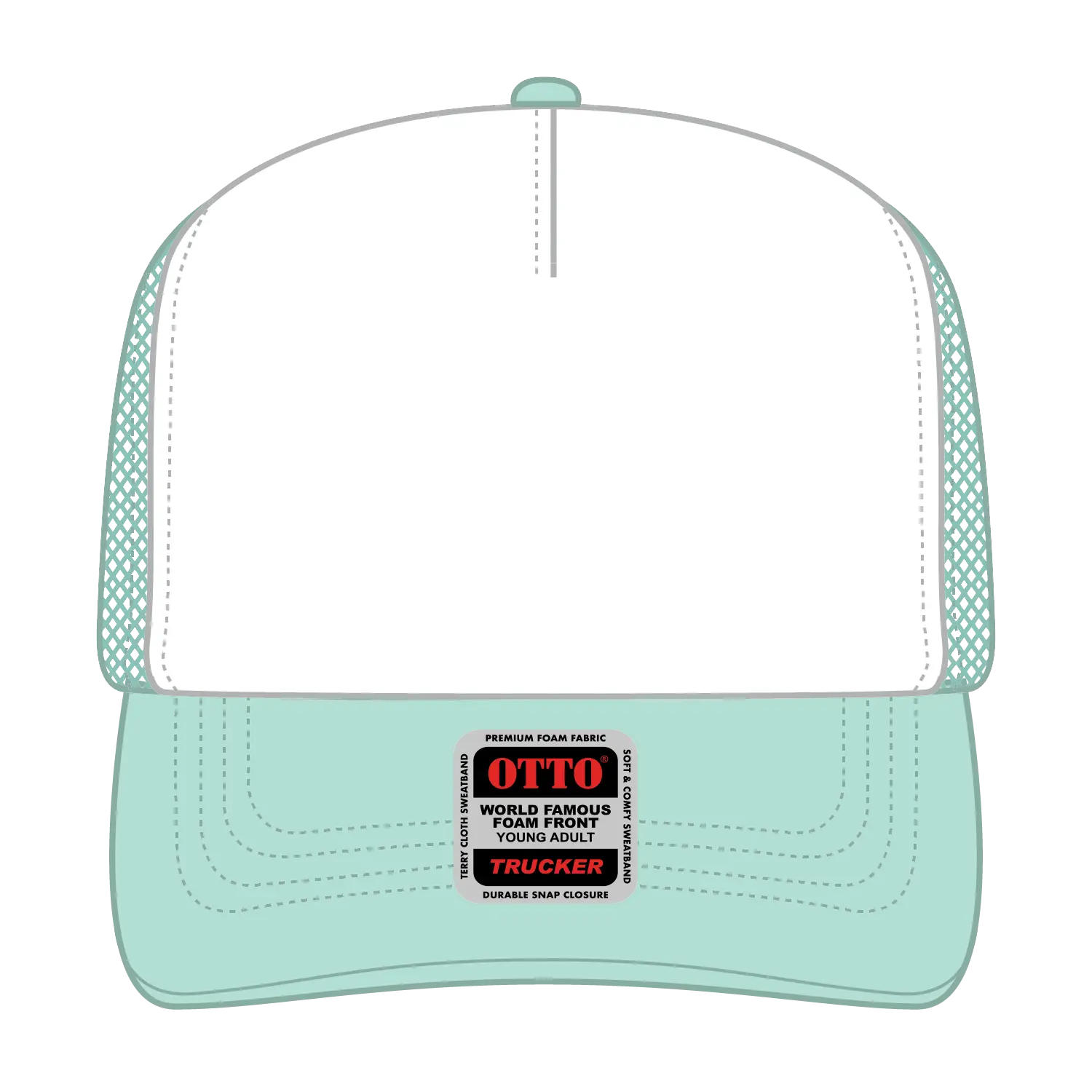 OTTO 39-165 5 Panel High Crown Mesh Back Trucker Cap - Sm Grn/Wht/Sm Grn - Sm Grn/Wht/Sm Grn / 6 1/2’’ - 7 5/8’’