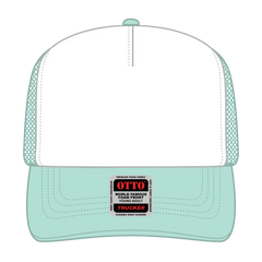 OTTO 39-165 5 Panel High Crown Mesh Back Trucker Cap - Sm Grn/Wht/Sm Grn - Sm Grn/Wht/Sm Grn / 6 1/2’’ - 7 5/8’’