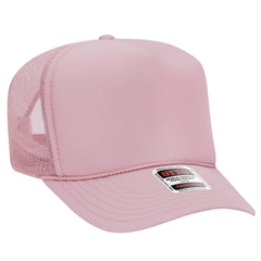 OTTO 39-165 5 Panel High Crown Mesh Back Trucker Cap - Soft Pink