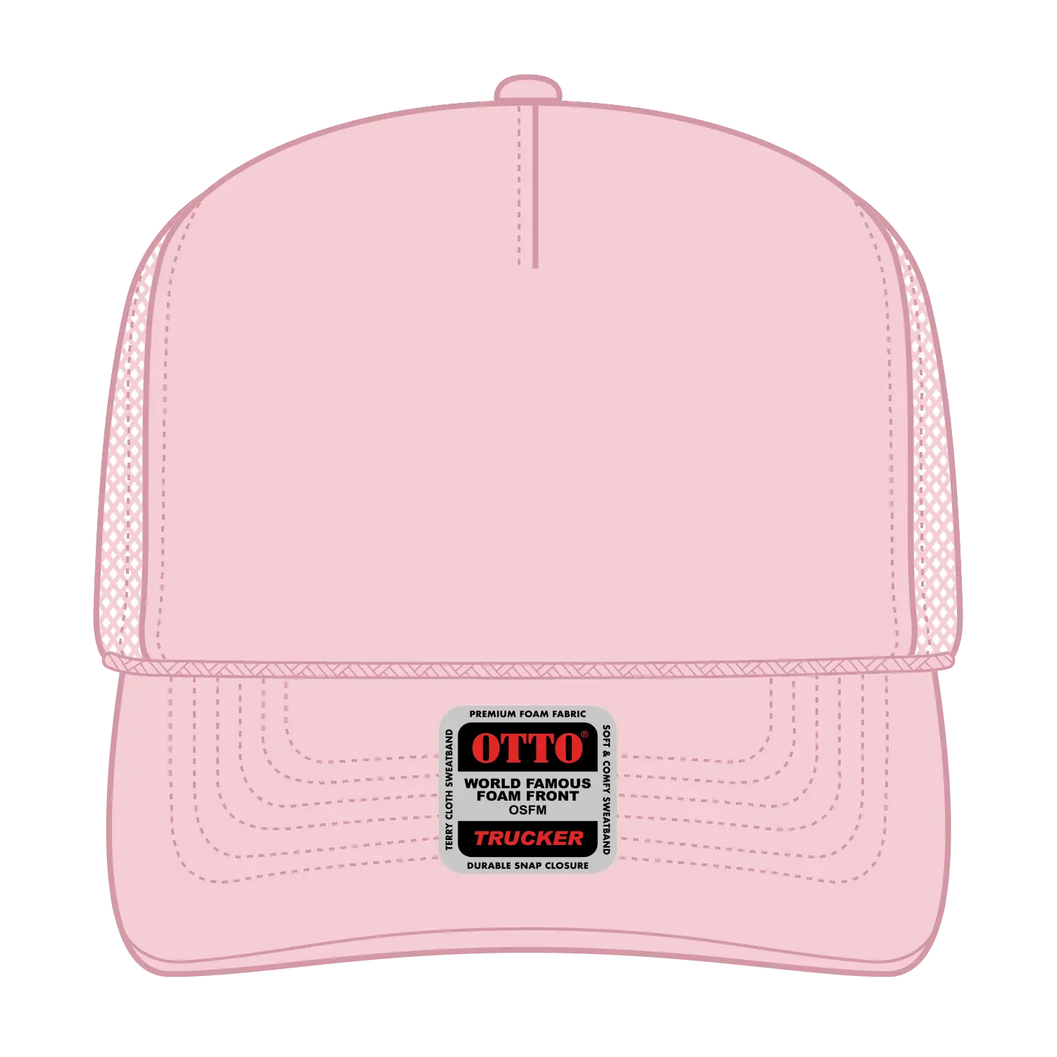 OTTO 39-165 5 Panel High Crown Mesh Back Trucker Cap - Soft Pink - Soft Pink / 6 1/2’’ - 7 5/8’’