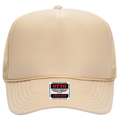 OTTO 39-165 5 Panel High Crown Mesh Back Trucker Cap - Tan - Tan / 6 1/2’’ - 7 5/8’’