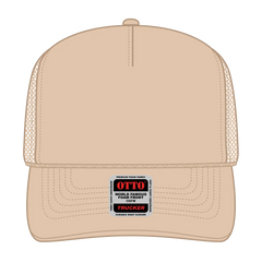 OTTO 39-165 5 Panel High Crown Mesh Back Trucker Cap - Tan - Tan / 6 1/2’’ - 7 5/8’’