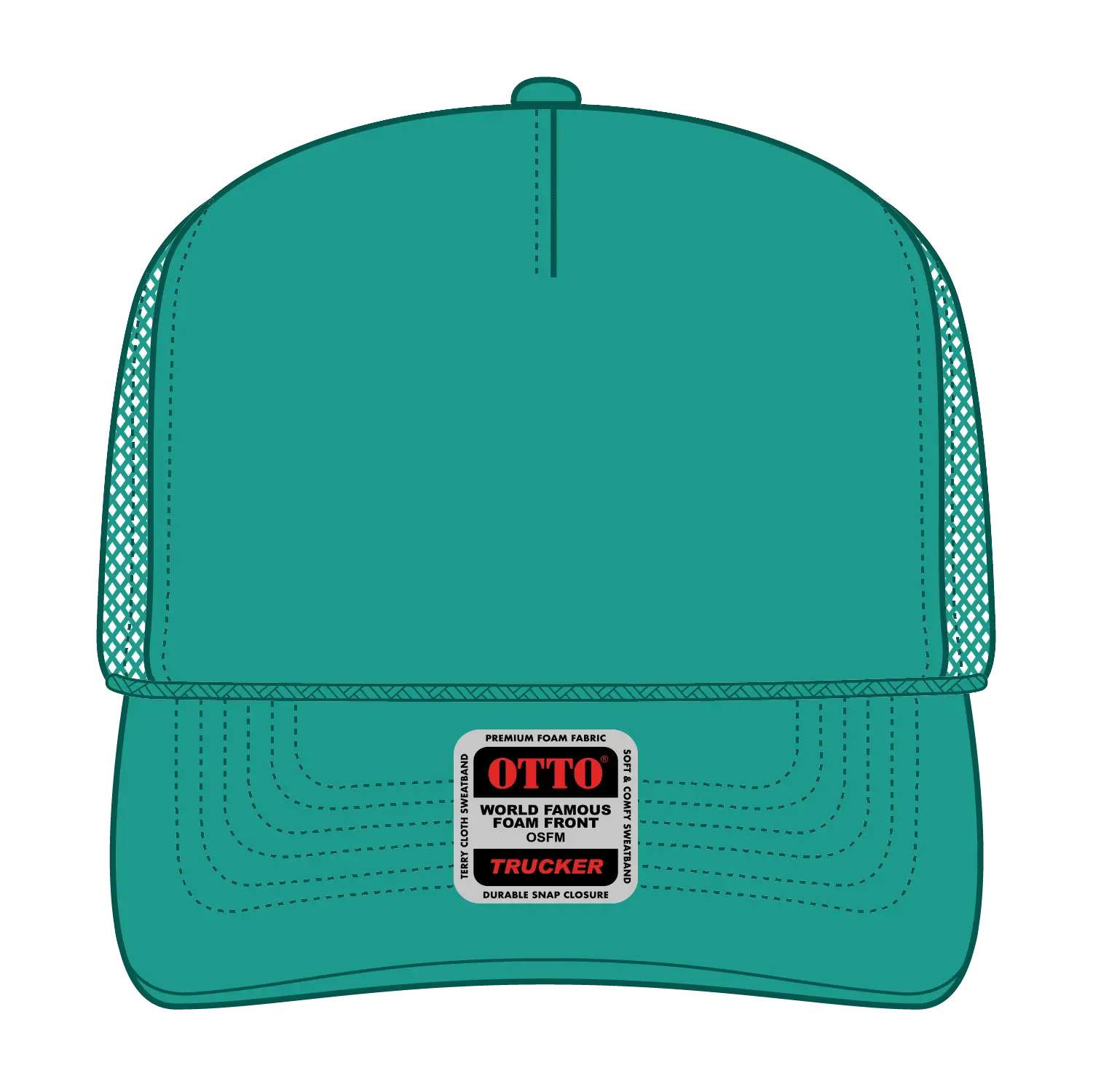 OTTO 39-165 5 Panel High Crown Mesh Back Trucker Cap - Turquoise - Turquoise / 6 1/2’’ - 7 5/8’’