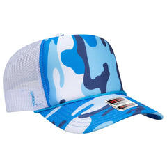 OTTO 39-165 Camouflage 5 Panel High Crown Mesh Back Trucker Cap - Sky Camo/Wht - Sky Camo/Wht / 6 1/2’’ - 7 5/8’’