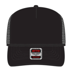 OTTO 39-166 5 Panel High Crown Air Mesh Back Trucker Cap - Black - Black / 7 3/8’’ - 7 5/8’’