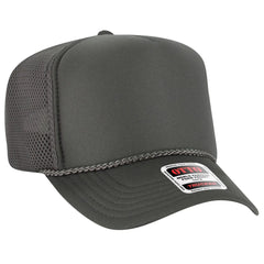 OTTO 39-166 5 Panel High Crown Air Mesh Back Trucker Cap - Char. Gray - Char. Gray / 7 3/8’’ - 7 5/8’’
