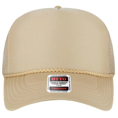 OTTO 39-166 5 Panel High Crown Air Mesh Back Trucker Cap - Khaki - Khaki / 7 3/8’’ - 7 5/8’’