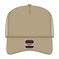 OTTO 39-166 5 Panel High Crown Air Mesh Back Trucker Cap - Khaki - Khaki / 7 3/8’’ - 7 5/8’’