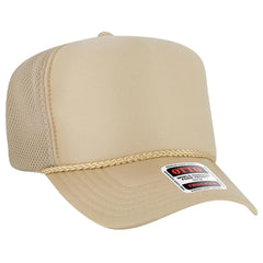 OTTO 39-166 5 Panel High Crown Air Mesh Back Trucker Cap - Khaki - Khaki / 7 3/8’’ - 7 5/8’’