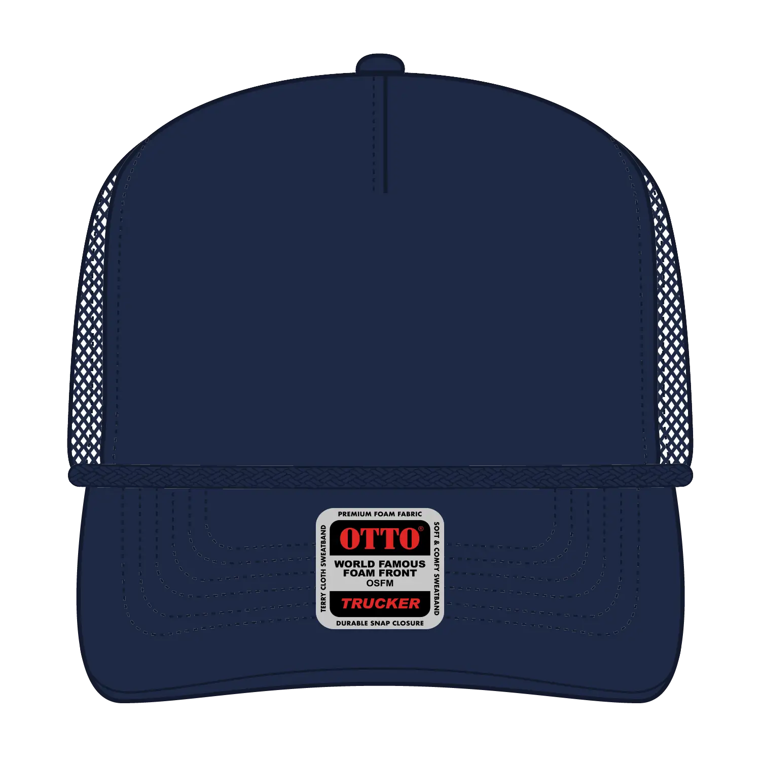 OTTO 39-166 5 Panel High Crown Air Mesh Back Trucker Cap - Navy - Navy / 7 3/8’’ - 7 5/8’’