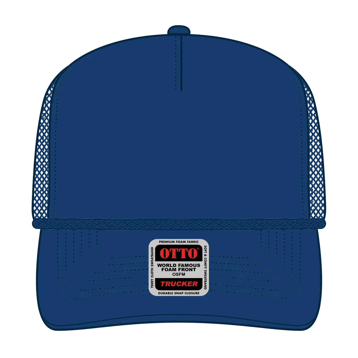 OTTO 39-166 5 Panel High Crown Air Mesh Back Trucker Cap - Royal - Royal / 7 3/8’’ - 7 5/8’’