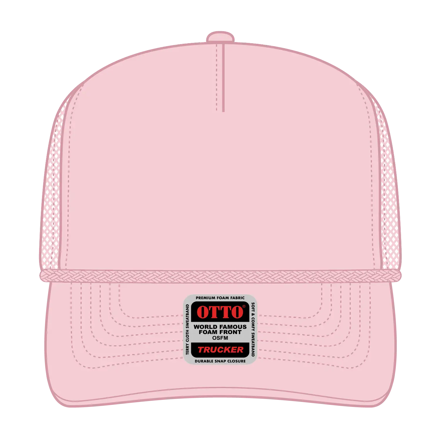 OTTO 39-166 5 Panel High Crown Air Mesh Back Trucker Cap - Soft Pink - Soft Pink / 7 3/8’’ - 7 5/8’’