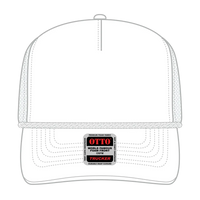 OTTO 39-166 5 Panel High Crown Air Mesh Back Trucker Cap - White - White / 7 3/8’’ - 7 5/8’’