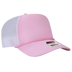 OTTO 39-166 5 Panel High Crown Circle Mesh Back Trucker Cap - S.Pnk/S.Pnk/Wht - S.Pnk/S.Pnk/Wht / 7 3/8’’ - 7 5/8’’