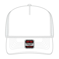 OTTO 39-166 5 Panel High Crown Circle Mesh Back Trucker Cap - White - White / 7 3/8’’ - 7 5/8’’