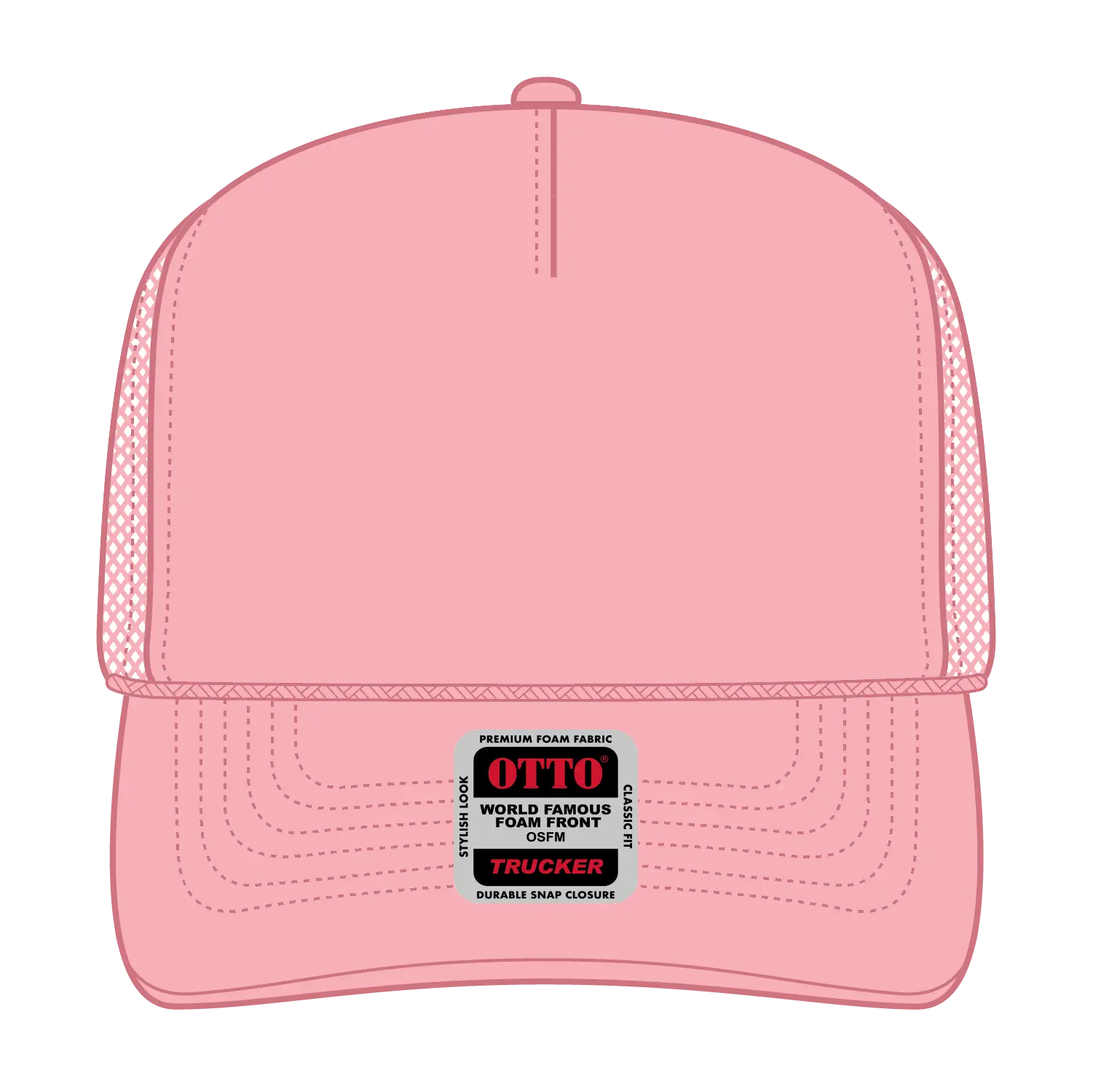 OTTO 39-167 ’OTTO Comfy Fit’ 5 Panel High Crown Mesh Back Trucker Cap - Pink - Pink / 7 3/8’’ - 7 5/8’’
