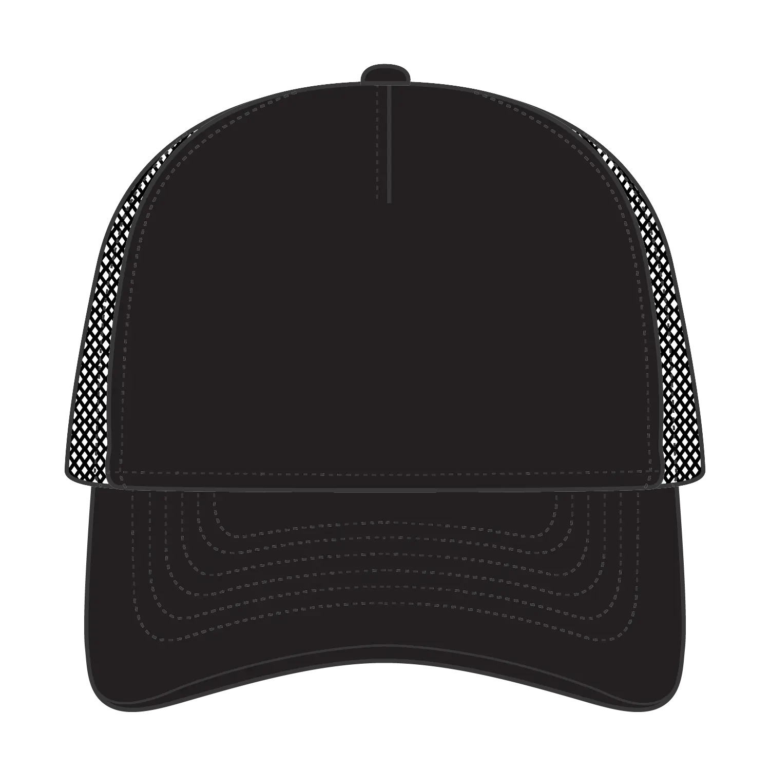 OTTO 39102-1 5 Panel Low Profile Mesh Back Trucker Cap - Black - Black / 7 3/8’’ - 7 5/8’’
