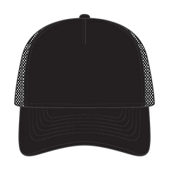 OTTO 39102-1 5 Panel Low Profile Mesh Back Trucker Cap - Black - Black / 7 3/8’’ - 7 5/8’’