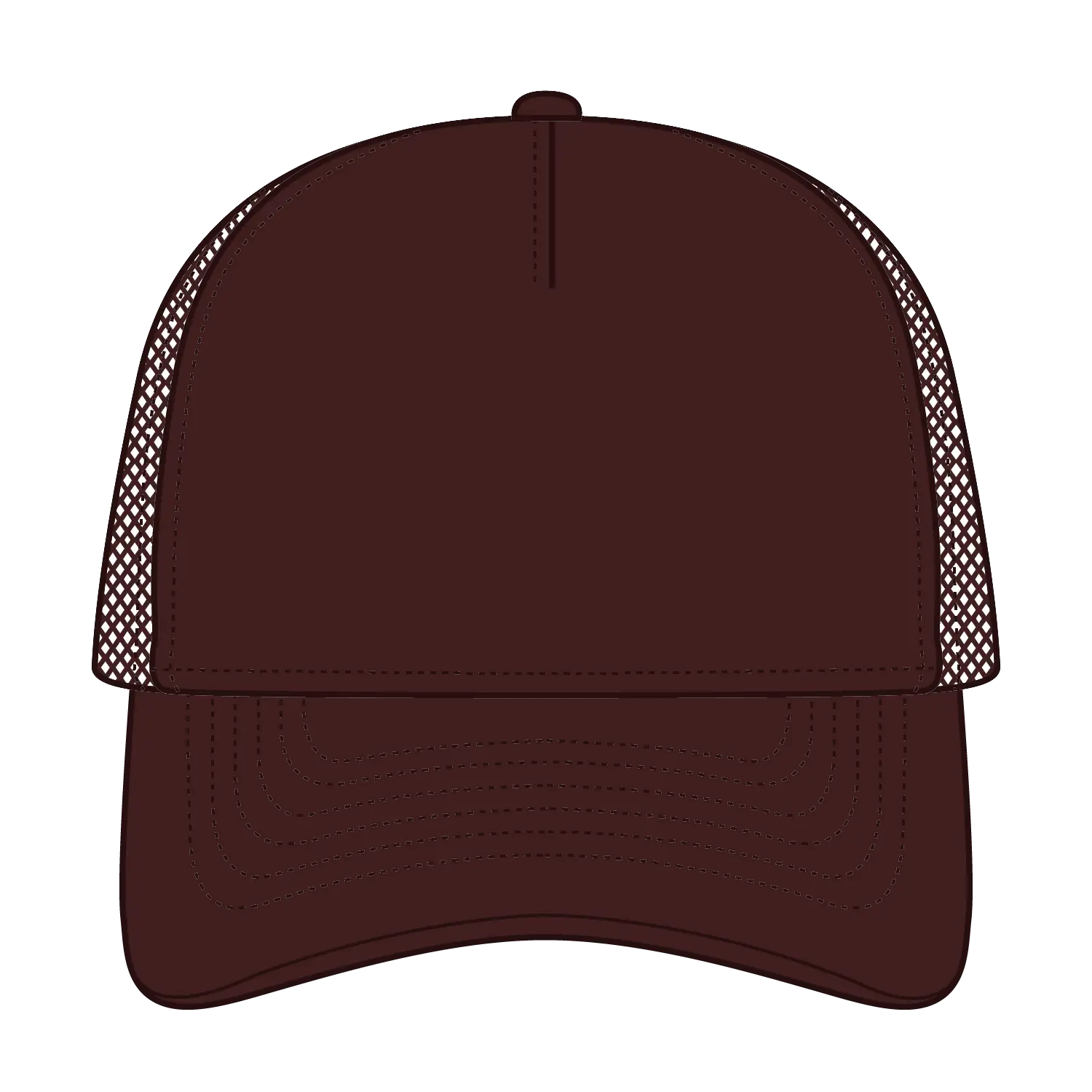 OTTO 39102-1 5 Panel Low Profile Mesh Back Trucker Cap - Brown - Brown / 7 3/8’’ - 7 5/8’’