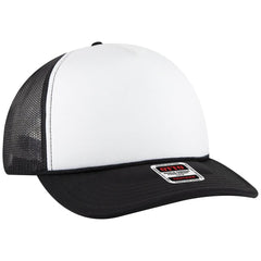 OTTO 3931-1 5 Panel High Crown Mesh Back Trucker Cap - Blk/Wht/Blk - Blk/Wht/Blk / 7 3/8’’ - 7 5/8’’