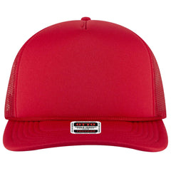 OTTO 3931-1 5 Panel High Crown Mesh Back Trucker Cap - Red - Red / 7 3/8’’ - 7 5/8’’