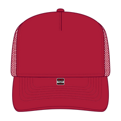 OTTO 3931-1 5 Panel High Crown Mesh Back Trucker Cap - Red - Red / 7 3/8’’ - 7 5/8’’