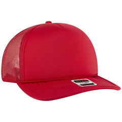 OTTO 3931-1 5 Panel High Crown Mesh Back Trucker Cap - Red - Red / 7 3/8’’ - 7 5/8’’