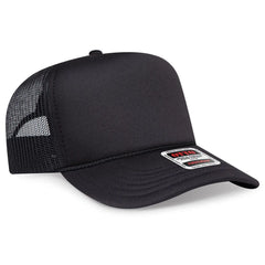 OTTO 3932-1 5 Panel High Crown Mesh Back Trucker Cap - Black - Black / 7 3/8’’ - 7 5/8’’