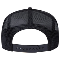 OTTO 3932-1 5 Panel High Crown Mesh Back Trucker Cap - Black - Black / 7 3/8’’ - 7 5/8’’