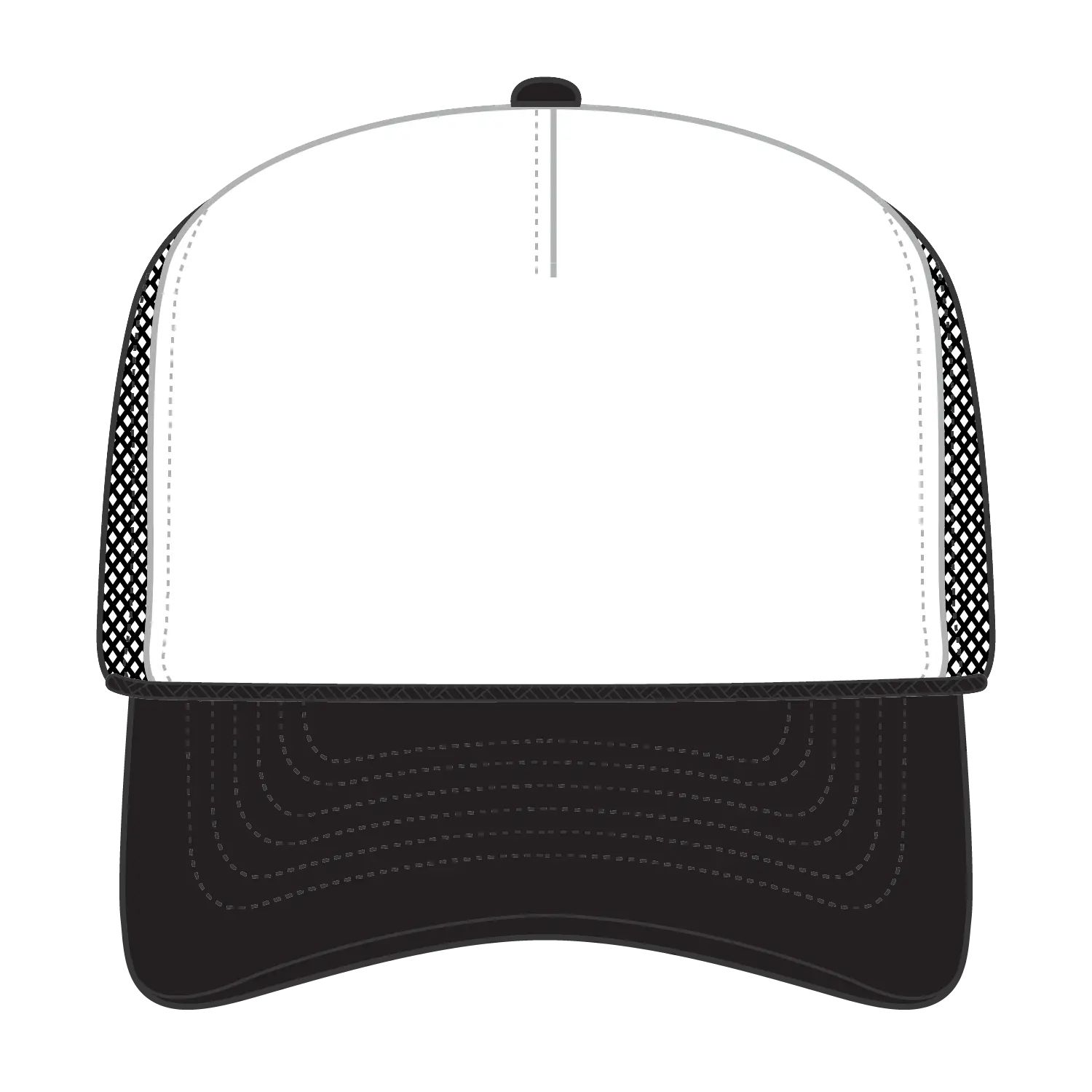 OTTO 3932-1 5 Panel High Crown Mesh Back Trucker Cap - Blk/Wht/Blk - Blk/Wht/Blk / 7 3/8’’ - 7 5/8’’
